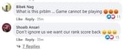 Snippet of the comment section from their recent Facebook post